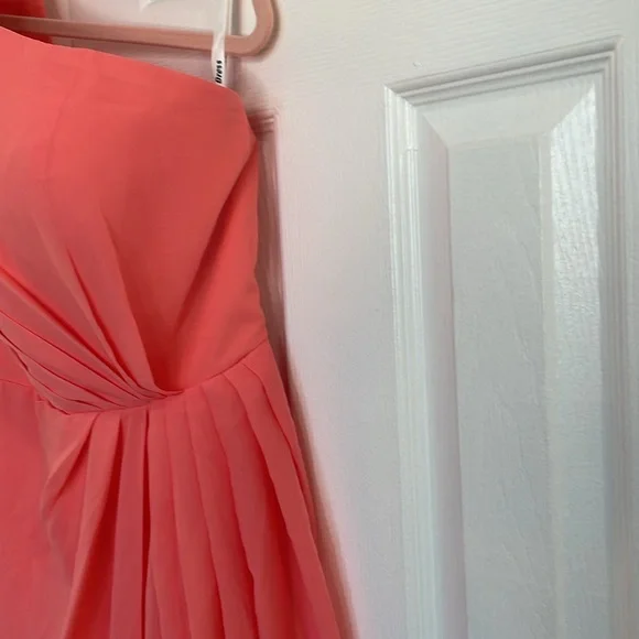 HY ONE SHOULDER CORSET STYLE FORMAL WEDDING GUEST PROM GOWN DRESS CORAL SIZE 12 - Picture 6 of 14